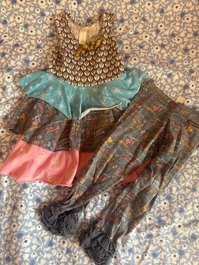 Matilda Jane Brown, Teal, Pink & Gray Girls Matching Set